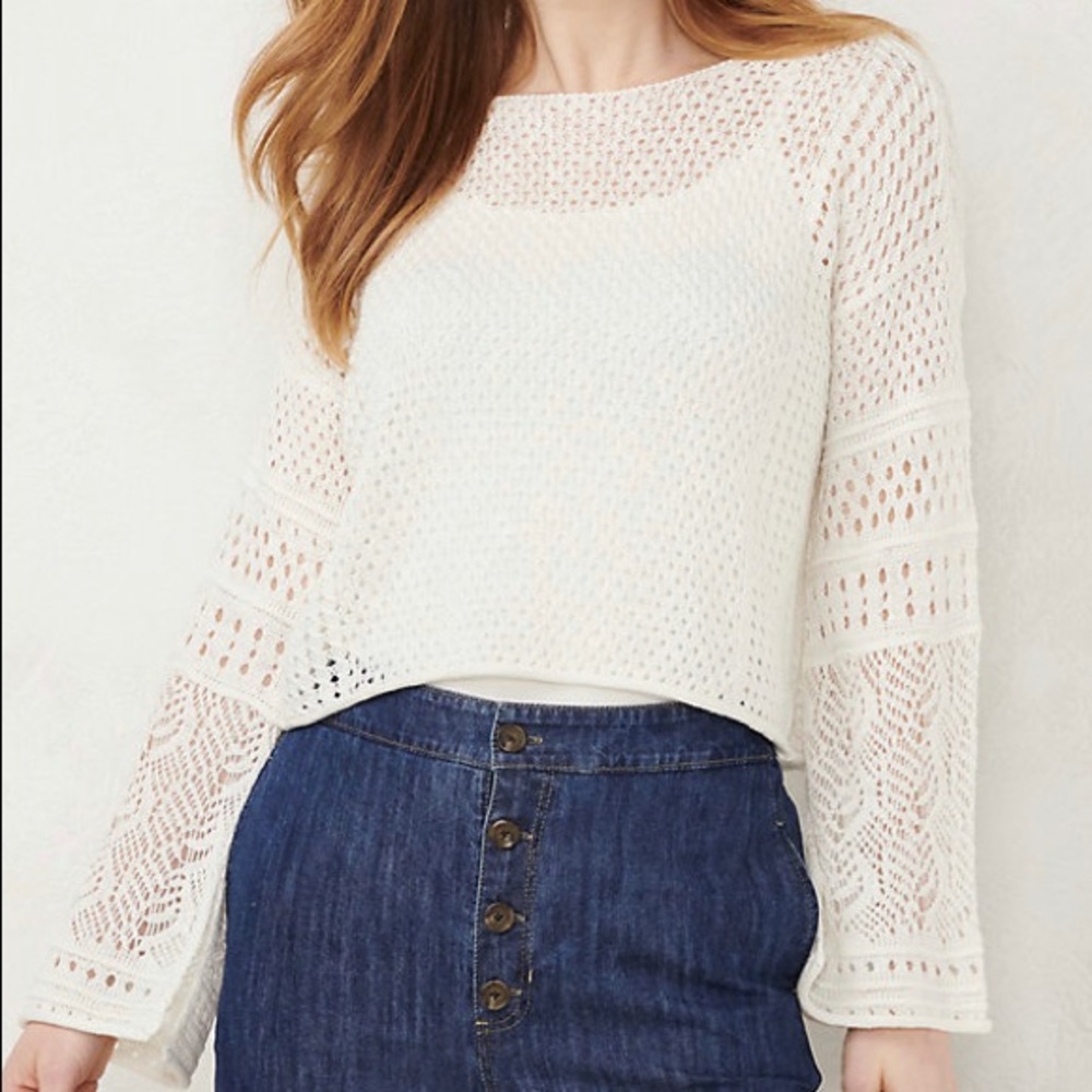 Women's LC Lauren Conrad Pointelle Bell Sleeve Top